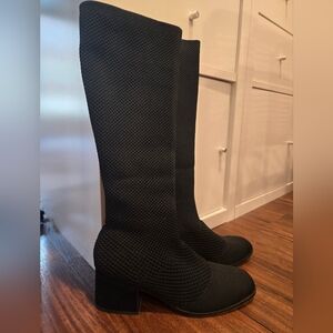 Eileen Fisher Knit Knee High Black Boots